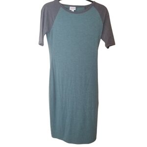 LuLaRoe Julia dress size extra small like new teal and grey